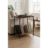 DEQQU Silva 60x45cm Lamine Ahşap Pikap Sehpası, Metal Ayaklı Plaklık ve Modern Yan Sehpa