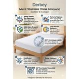 Derbey 70X110 cm Fitted Yatak Koruyucu Alez Sıvı Geçirmez Bebe Micro Kumaş - 70 x 110 cm - Beyaz