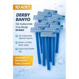 Derby Banyo Tek Kullanımlık Tıraş Bıçağı 10 Adet Plastik Saplı Ekonomik Pratik Tıraş Jileti