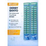 Derby Banyo Tek Kullanımlık Tıraş Bıçağı 48 Adet Ekonomik Paket Plastik Saplı Tıraş Jileti