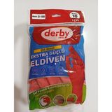 Derby D-100 Doğal Latex Saf Pamuk Astarlı Eldiven No:10 -2 Çift - Kırmızı