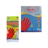 Derby D-100 Lateks Bulaşık Eldiveni 10 Numara (1 Koli 30 Çift) - Kırmızı - 13 cm