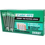 Derby Tek Bıçak Kartelalı Jilet 96 Parça 4 Kalem 4 Ince Pil Hediyeli
