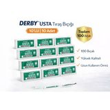 Derby Usta Çift Taraflı Jilet Tam Berber Jileti 10Lu 10 Paket