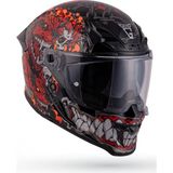 DerdG Inferno Gatekeeper Mat Siyah-Kırmızı Güneş Vizörlü Kask - 2XL