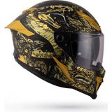 DerdG Inferno Mythology Mat Siyah-Sarı Güneş Vizörlü Kask - 2XL