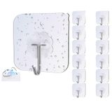 DERDOUT 12 adet kendinden yapışkanlı kanca, kendinden yapışkanlı, ağır hizmet tipi duvar kancası çubuğu, kapı, mutfak, banyo, ofis dolabı için, dikişsiz kancalar, şeffaf, su geçirmez ve yağ geçirmez