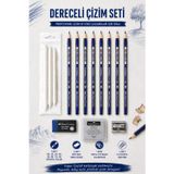 Dereceli Kalem Set Karakalem HB,2B,3B,4B,5B,6B,7B,8B Dereceli Kalem,Hamur silgi,Kalemtıraş,3 lü Pastel Dağıtma,Orta Boy