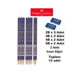 Dereceli Kalem Seti 10 Adet Faber Sınav Silgisi 2 Adet (2B 3 ADET 3B 3 ADET 4B 2 ADET 5B 2ADET)