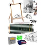Dereceli Kurşun Kalem Seti 25X35 Duralit Masaüstü Drawing Şövale Set Resim Kağıdı Kalem Uzatma Gölgelendirme Dağıtıcı - Beyaz - Standart - 25x35 cm