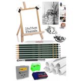Dereceli Kurşun Kalem Seti 25X35 Duralit Masaüstü Drawing Şövale Set Resim Kağıdı Kalem Uzatma Gölgelendirme Dağıtıcı