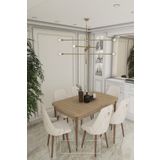 DEREN HOME Fier Serisi Mutfak ve Salon Yemek Masası Takımı + 6 Adet Krem Sandalye