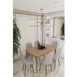 DEREN HOME Prestij Serisi Mutfak Ve Salon Masa Takımı 6 Adet Açık Gri Sandalye