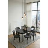 Deren Home Pufy Serisi 80X130 Açılabilir Masa +6 Adet Silinebilir Sandalye Masa Takımı - Koyu Gri