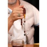 dergah tesbih Kahverengi Gümüş Püskül Traşlı İmame Yeni Sıkma Kehribar Tesbih