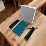 Deri 3 Içli Defter ve Kalem Seti Düz - Çizgili - Kareli Lastik Kilitli - Açık Turkuaz