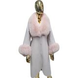 Deri Açık Pembe Kadın Kürk Ceket Mont %100 Orijinal Deri - 2XL