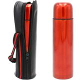Deri Çantalı Bordo Renk Çelik Termos 500ML - 500 ml