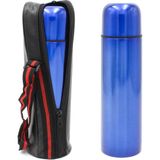 Deri Çantalı Mavi Renk Çelik Termos 500ML - 500 ml