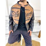 Deri Ceket Bomber Ceket Deri Mont Oversize Fermuarlı Cepli Kolej Ceket