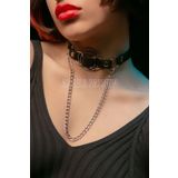 Deri Choker, Deri Tasma, Zincirli Deri Kolye, Halkalı Deri Kolye