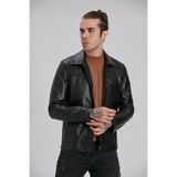 Deri Effect Erkek Siyah Hakiki Deri Mont Normal Kesim Kalıbı ile Şık ve Rahat Kullanım - XL