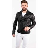 Deri Effect Siyah Erkek Spor Deri Ceket - XL