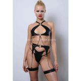 Deri Fantezi İç Giyim Takım, Şık Deri Harness Set, Club Wear