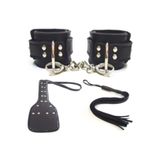 Deri Fantezi Kelepçe Siyah + Deri Fantazi Şaplak + Deri Fantazi Kırbaç 3 Lü Set fant9161