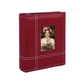 Deri Fotoğraf Albümü 200 Fotoğraf Kapasiteli 10x15 cm Bordo | Slip-in Cepli Sayfalar, Ön Kapak Penceresi, Dikişli Deri Kapak, 4 Fotoğraf/Sayfa