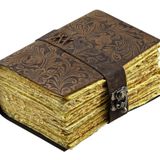 Deri Günlük - Antika El Yapımı Deckle Kenar Vintage Kağıt Deri Ciltli Günlük - Gölgeler Kitabı Günlüğü - Deri Eskiz Defteri - Çizim Günlüğü - Harika Hediye (Yeşil) (7X5 Kilit Kahverengi)