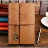 Deri Kapaklı Bağcıklı Defter – Retro Vintage Tarz, Eskitme Sayfalar, Yaprak Desenli, Çizgisiz Spiralli Günlük, Hatıra, Not, Anı Ajanda Defteri Zarif Hediyelik - AÇIKKAHVE