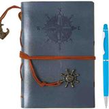 Deri Kapaklı Vintage Defter Vip Kalem Hediyeli Kraft Sayfa Günlük Not Ajanda Anı Hatıra Defteri - GRİ