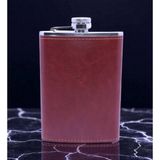 Deri Kaplamalı Paslanmaz Çelik Matara 9 Oz -3 Renk Vip - Bordo