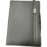 Deri Kaplı 17 x 24 Uzun Kilitli Defter - Siyah