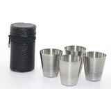 Deri Kılıflı 4'lü Shot Bardak Seti - 1 Adet - 0 - 200 ml