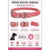 Deri Köpek Boyun Tasması 46-56 Cm Metal Tokalı D Halkalı Ayarlanabilir - Pembe