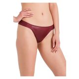 Deri Kumaşlı Brezil String Külot Bordo S