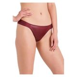 Deri Kumaşlı Brezil String Külot Bordo XL
