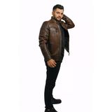 Deri Mont Taba Rengi Erkek Ceket Hakiki Kuzu Derisi Büyük Beden Brad Taba M