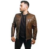 Deri Mont Taba Rengi Erkek Ceket Hakiki Kuzu Derisi Büyük Beden Brad Taba S