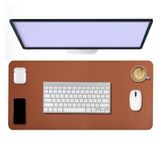 Deri Mouse Pad Dikişli Kenar Çift Yönlü Kullanım Masa Matı Sümen 70x30 L Kahverengi