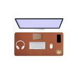 Deri Mouse Pad Dikişli Kenar Çift Yönlü Kullanım Masa Matı Sümen 90x40 XL Kahverengi