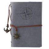 Deri not defteri, MALEDEN Classic Spiral Bound Notebook doldurulabilir günlük, eskiz defteri, astarsız seyahat günlükleri, kız ve erkek çocukları için yazmak için (gri)