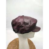 Deri Şapka Unisex Bordo Renk