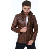 Deri Work Hakiki Deri Kahverengi Düğmeli Angelo Erkek Deri Ceket - XL - 0-Kahverengi