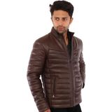 Deri Work Hakiki Deri Kahverengi Manno Fermuarlı Erkek Deri Ceket - 3XL - 0-Kahverengi