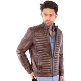 Deri Work Hakiki Deri Kahverengi Miguel Fermuarlı Erkek Deri Ceket - XL - 0-Kahverengi