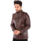 Deri Work Hakiki Deri Kahverengi Montay Cepli Erkek Deri Ceket - 3XL - 0-Kahverengi
