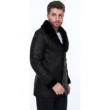 Deri Work Hakiki Deri Siyah Classico Kürklü Erkek Deri Ceket - 0 - Siyah - 2XL